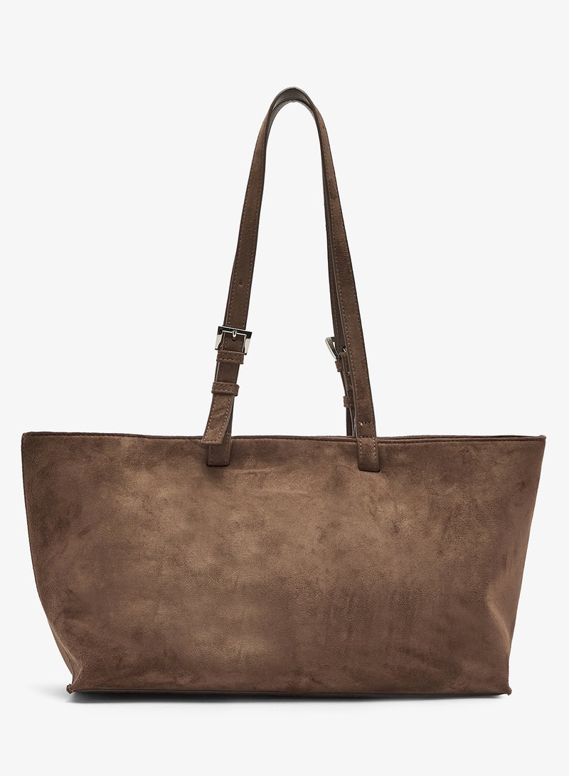 ELLA Suede East-To-West Tote Bag With Buckle - Image 1